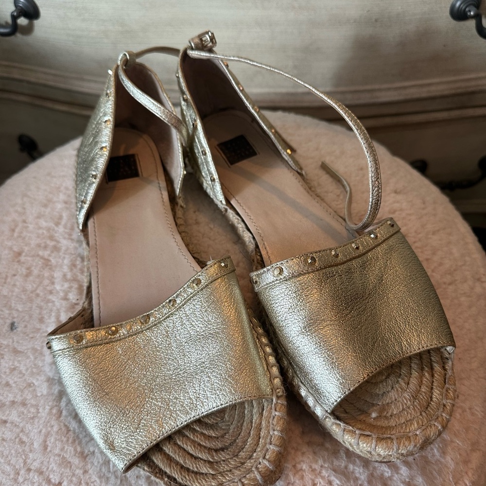 White House Black Market Metallic Gold Espadrilles